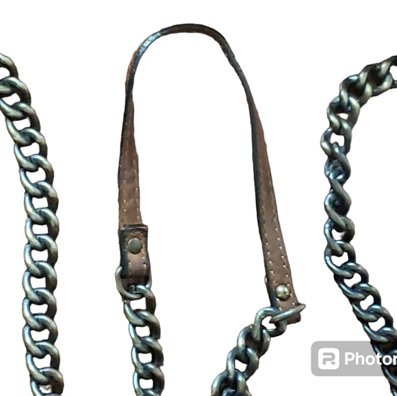 Maxon Purse Brown Leather Flap Chain Shoulder Strap Handbag Designer - Picture 5 of 16